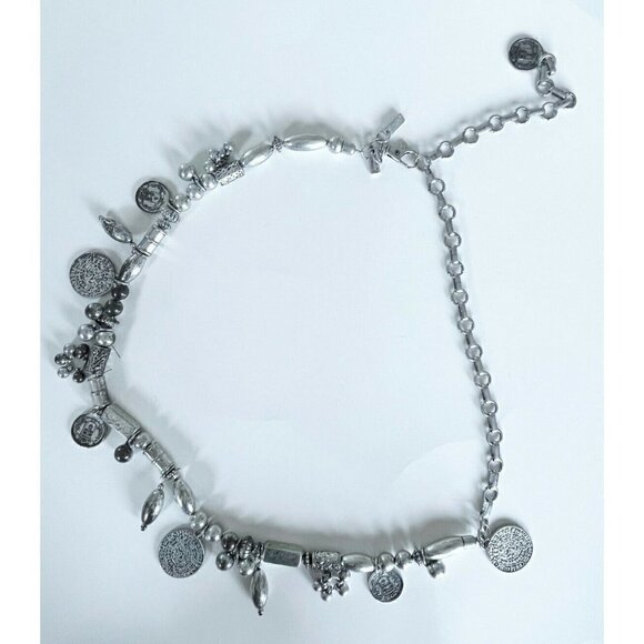 Chico's Parker Silver-Tone Coin Dangling Charms Chain Belt Size M Boho Gypsy - Picture 2 of 11